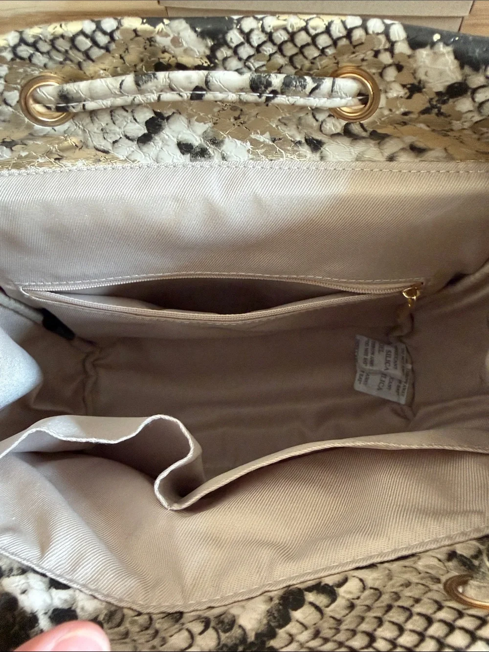 Caroline Hill Snake-Print Gold Fleck Women's Backpack Bag